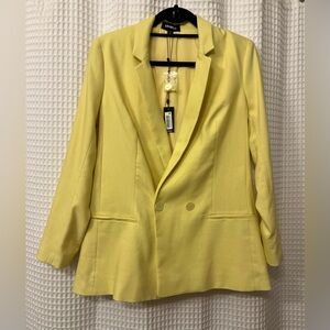 Express Yellow Double-Breasted Blazer